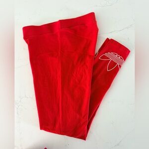Adidas Bright Red Cotton Logo Leggings